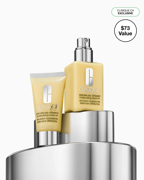 Lotion hydratante+ Dramatically Different™ pour la maison et pour les voyages<br> <s>$73</s> <span style="color : #ba0000;">51 $</span> à la caisse. Achetez deux hydratants emblématiques développés par des dermatologues et économisez 25 %. La remise est applicable à la caisse. Exclusivement sur clinique.ca.