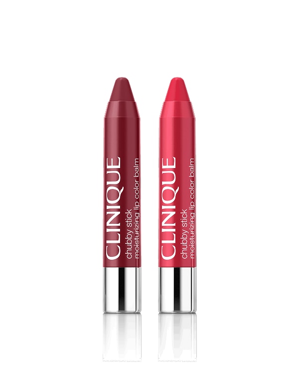 Duo pour les lèvres Berry & Cherry, deux nuances de baumes à lèvres Chubby Stick les plus populaires dans un duo facile à utiliser, conçu pour une couleur modulable et facile à appliquer.
