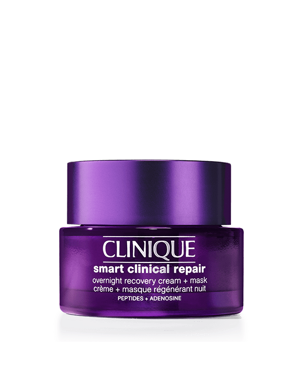 Crème réparatrice et masque de nuit Clinique Smart Clinical Repair™, notre crème et masque de nuit anti-âge pour le visage et le cou atténue visiblement les rides et les ridules, aide à renforcer la barrière cutanée et réduit visiblement la sensibilité.