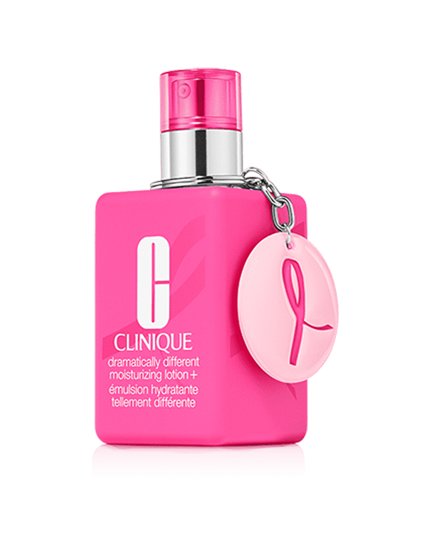 Une belle peau pour la bonne cause : La lotion Dramatically Different+ en édition limitée, un hydratant développé par des dermatologues de Clinique avec un porte-clés en édition limitée pour honorer et soutenir la sensibilisation au cancer du sein.