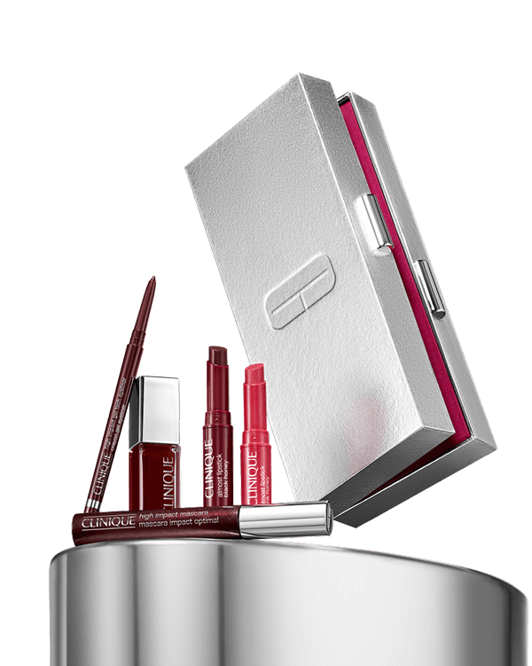 Black Honey Makeup Vault Set, &lt;b&gt;&lt;span style=&quot;color: #ba0000;&quot;&gt;Excluded from discounts.&lt;/span&gt;&lt;/b&gt;&lt;br&gt;From the lip legend that started it all to dramatic lashes, this makeup set features Clinique&#039;s cult classic shade 4 ways, plus a Pink Honey Almost Lipstick.